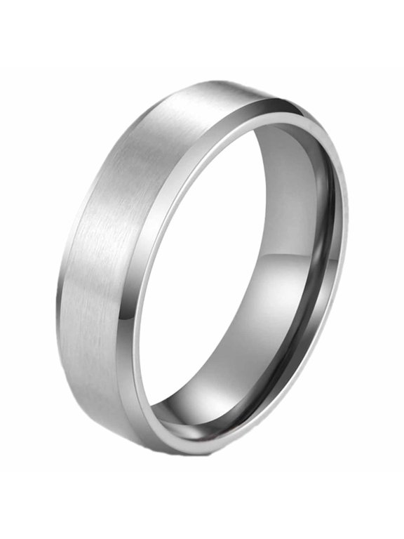 Mens Womens 6mm Wide Titanium Stainless Steel Ring Wedding Engagement Matte Finish Simple Style Band