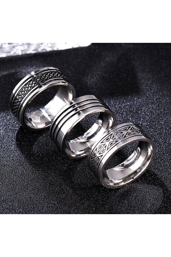 Mens & Womens 8mm Triangle Titanium Steel Ring, Electroplated Geometric European & American Style