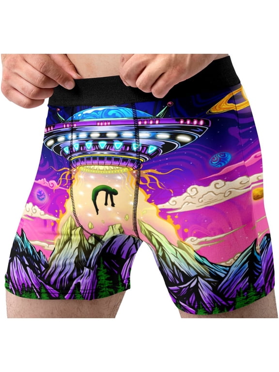 Mens Womens Alien Spaceship Boxer Brief Fun Novelty Underwear Gift