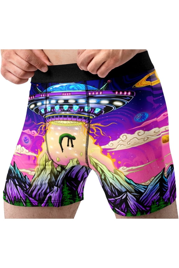 Mens Womens Alien Spaceship Boxer Brief Fun Novelty Underwear Gift