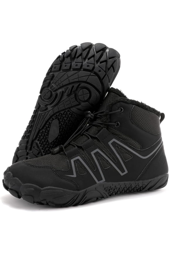 Mens Womens Barefoot Winter Boots with Wide Toe Box Minimalist Five Finger Hiking Boots Fur Lined Water Resistant Ankle Booties Zero Drop Sole Walking Shoes Winter Fashion Sneakers