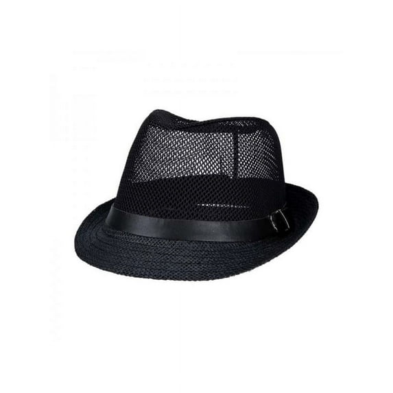 Mens Womens Beach Sun Straw Panama Fedora Summer Flat Brim Hat Big Brim Band Cap