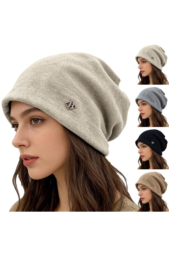 Mens Womens Beanie LSQii Casual Slouchy Loose Fit Soft Warm Windproof Knitted Skull Cap Pure Color Cuff Beanie Trendy Grey Outdoor Daily Wear Under $5