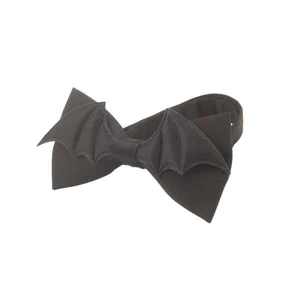 Mens Womens Black Bat Wing Bowtie with Adjustable Strap Funny Pre-Tied Bowknot Necktie Halloween Cosplay Party Costume