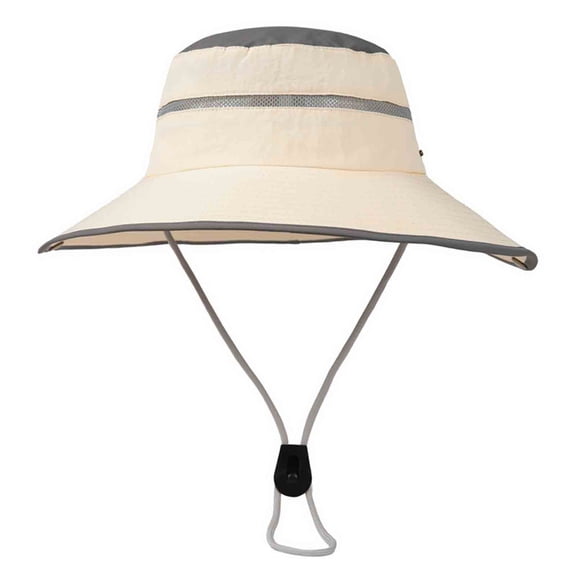 Mens Womens Bucket-Hats with Adjustable Strap Sun Protection Wide-Brim Cap Unisex Lightweight Solid Color Breathable Fishing Hiking Fisherman Hat