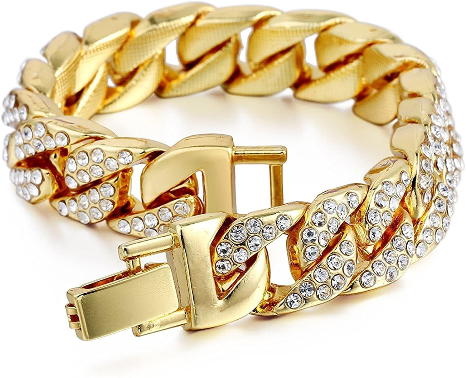 Gold Plated Virgin Mary Bracelet Virgen De Guadalupe  NEW Miami Cuban Link Bracelet ICED OUT Gold Plated main image 1