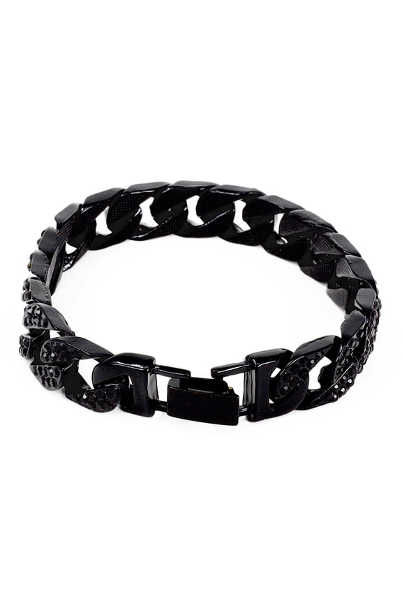 Mens Womens CZ Miami Cuban Link Hip Hop Iced Out Curb Cuban Bracelet with Clear Rhinestones