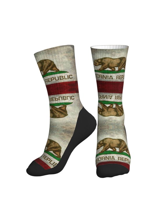 Mens Womens California Republic Flag Hiker Cushion Crew Socks