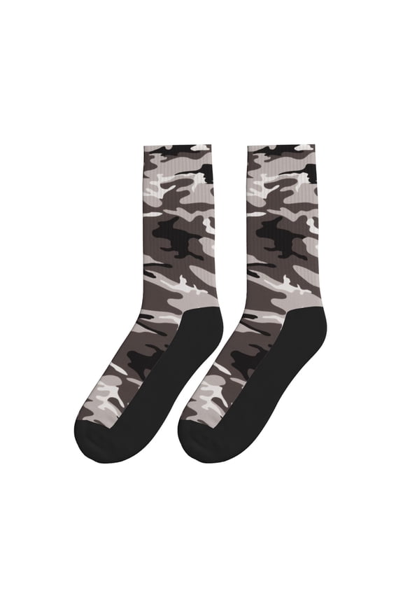 Mens Womens Camouflage Gray Hiker Cushion Crew Socks