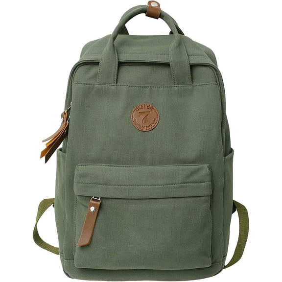 Mens Womens Canvas Laptop Backpack Travel Vintage Laptop Bag (Brown)