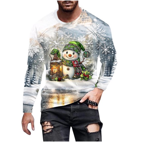 Mens/Womens Christmas Sweatshirt 3D Graphic Pullover Casual Round Neck Long Sleeve Sweatshirts for Xmas Party Celebration