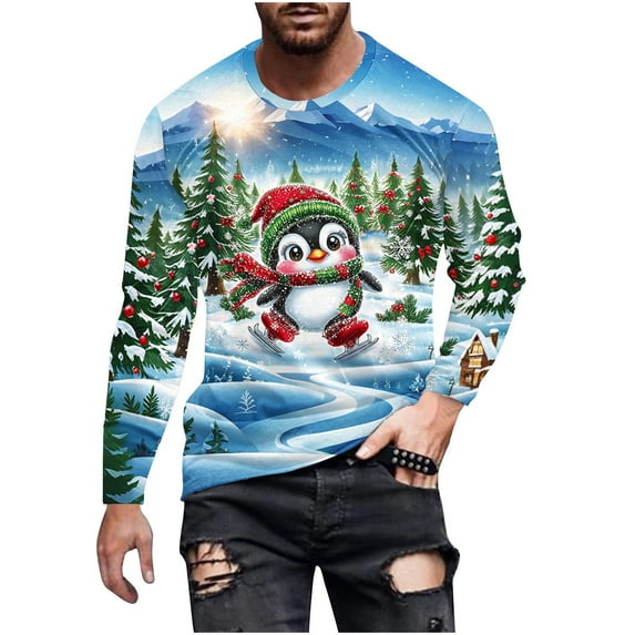 Mens/Womens Christmas Sweatshirt 3D Graphic Pullover Casual Round Neck Long Sleeve Sweatshirts for Xmas Party Celebration
