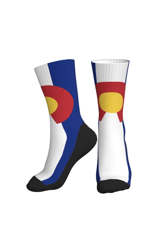Mens Womens Colorado Flag Hiker Cushion Crew Socks