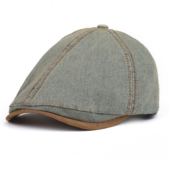 Mens Womens Denim Beret Hats Sun Protection Newsboy Cap Unisex Casual Solid Color Adjustable Breathable Visor Cap
