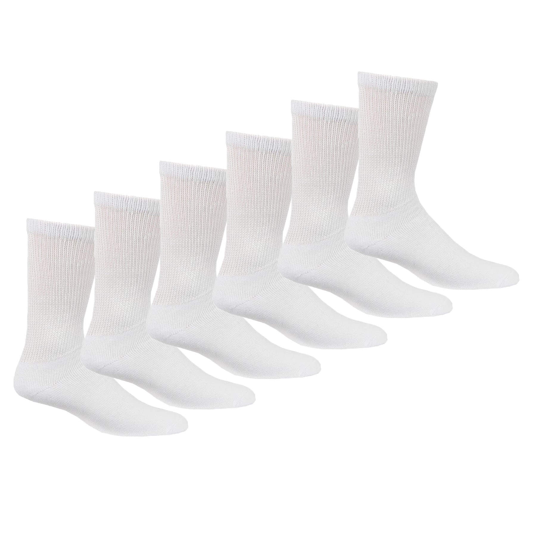 Mens Womens Diabetic Crew Socks Cotton 6-Pack Non-Binding Top & Cushion ...