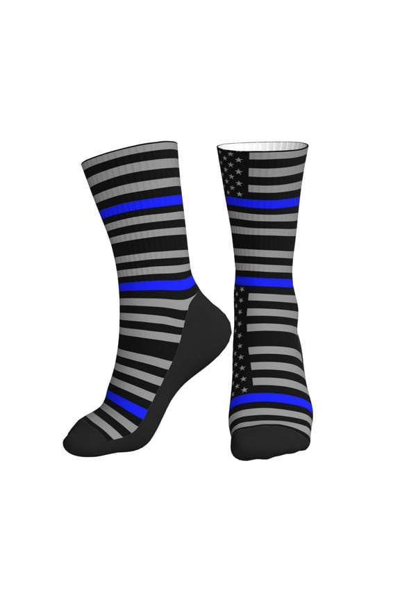 Mens Womens Distressed Police Style Usa Flag Funny Funky Crazy Novelty Colorful Dress Socks