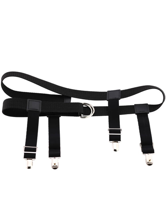 Mens Womens Elastic Nylon Waist Belt with Garter Suspender Clip Stockings Pants Jeans Holder Straps Adjustable Clamp