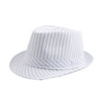 thumbnail image 1 of Mens & Womens Fedora Hats Cotton-Blend Vintage Panama Cap Unisex Classic Stripe Printed Beach Sun Protection Dress Hat, 1 of 2