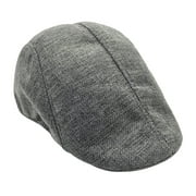 Mens Womens Flax Beret Newsboy Flax Sunscreen Hat Cabbie Driving Hat British Style Peaked (Grey)