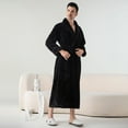 thumbnail image 1 of Mens Womens Fleece Bath Robes with Pockets and Belt Plush Bathrobes Unisex Couples Solid Thermal Warm Ankle Length Loungewear Shower Robe Pajamas, 1 of 4