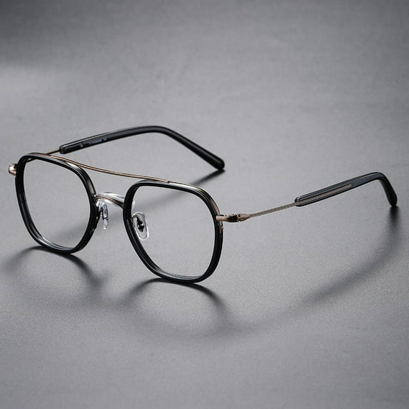 Mens Womens Glasses Frames Pure Titanium + Acetate Double Bridge Eyeglasses Frames
