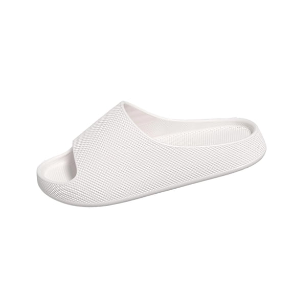 Mens Womens Home Slippers Summer Indoor Open Toe Non-Slip Slides Couple Bathroom Shower Sandals Shoes White 6.5-7