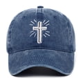 thumbnail image 1 of Mens Womens Jesus Cross Embroidery Baseball Cap Hop Letter Sun Hat for Basketball Outdoor Sports Adjustable Dad Cap, 1 of 2
