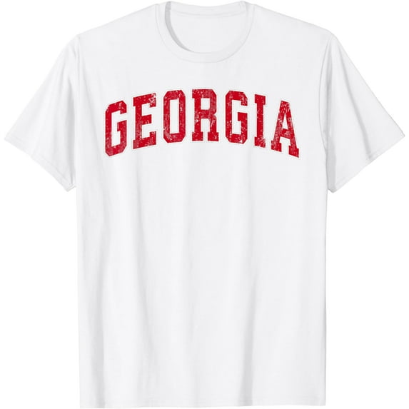 Mens Womens Kids Georgia GA Vintage Sports Red Varsity Style T-Shirt