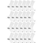 Mens & Womens Lightweight Cotton Crew Socks Bulk, Homeless Donation Cheap, Wholesale Sock 24 Pairs White Mens/Gray Heel and Toe
