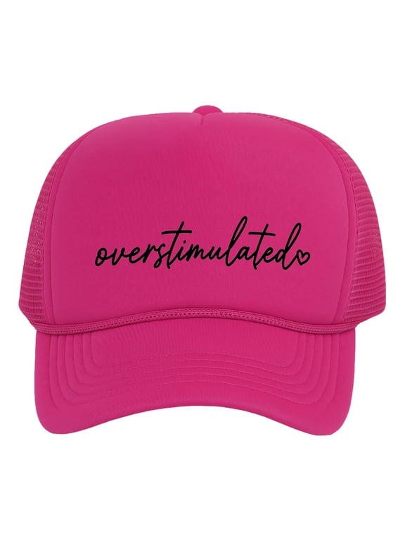Mens Womens Trucker Hat Snapback Cap, Overstimulated Pink
