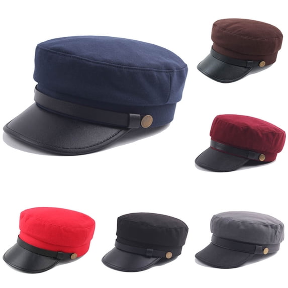 Mens Womens Newsboy Cap Yacht Captain Sailor Hat Cabbie Baker Boy Peaked Beret Navy