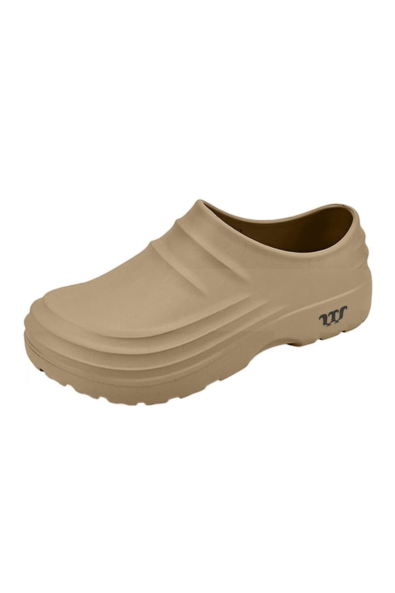 Mens Womens Non Slip Work Shoes Close Toe Rubber Kitchen Chef Shoes Comfortable Slip On Clogs Beach Shoes Brown Size 6.5