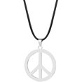 thumbnail image 2 of Skeleteen Peace Sign Necklace - 1960s Hippie Style Pendant With Rope Chain 2 of 14