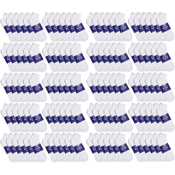 Mens & Womens Quarter Ankle Socks, Cotton, Ankle Sock, Donation Homeless, Light weight Bulk Wholesale (120 Pairs Mens White)