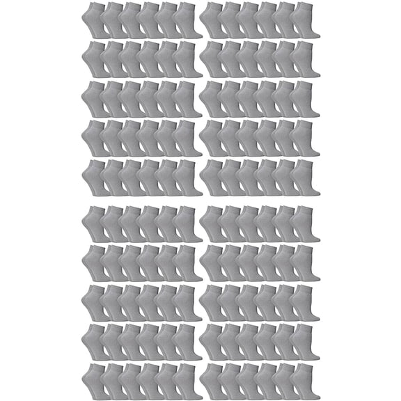 Mens & Womens Quarter Ankle Socks, Cotton, Ankle Sock, Donation Homeless, Light weight Bulk Wholesale (120 Pairs Womens Grey)