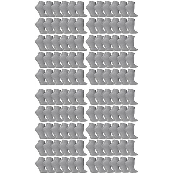 Mens & Womens Quarter Ankle Socks, Cotton, Ankle Sock, Donation Homeless, Light weight Bulk Wholesale (120 Pairs Womens Grey)