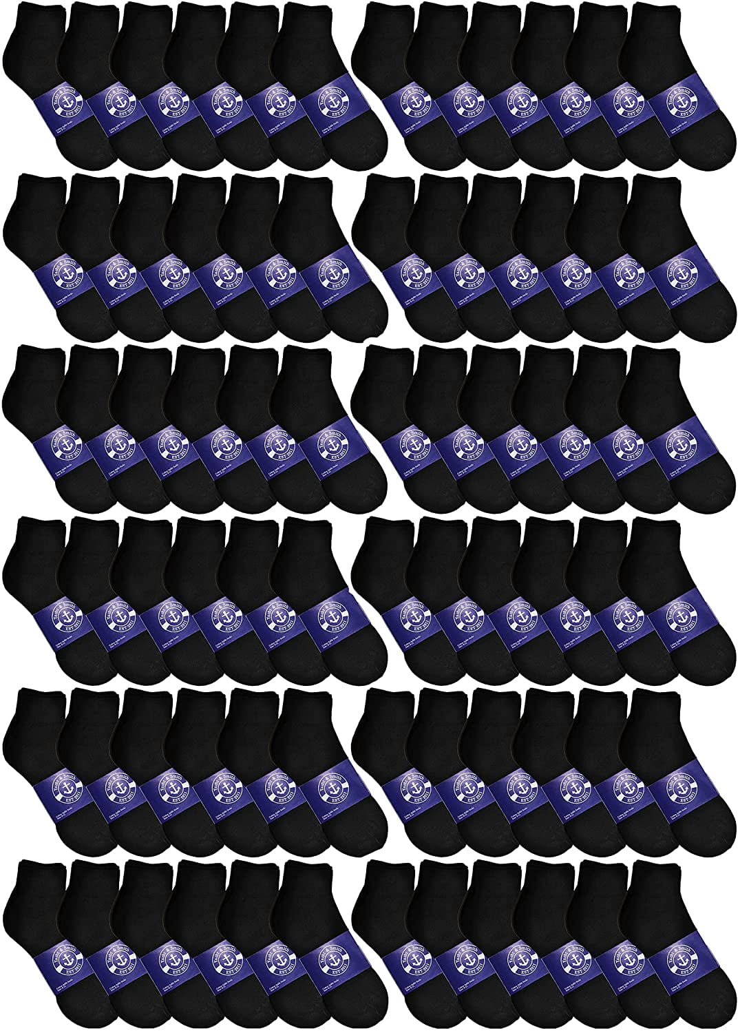 Mens & Womens Quarter Ankle Socks, Cotton, Ankle Sock, Donation Homeless, Light weight Bulk Wholesale (72 Pairs Womes Black)