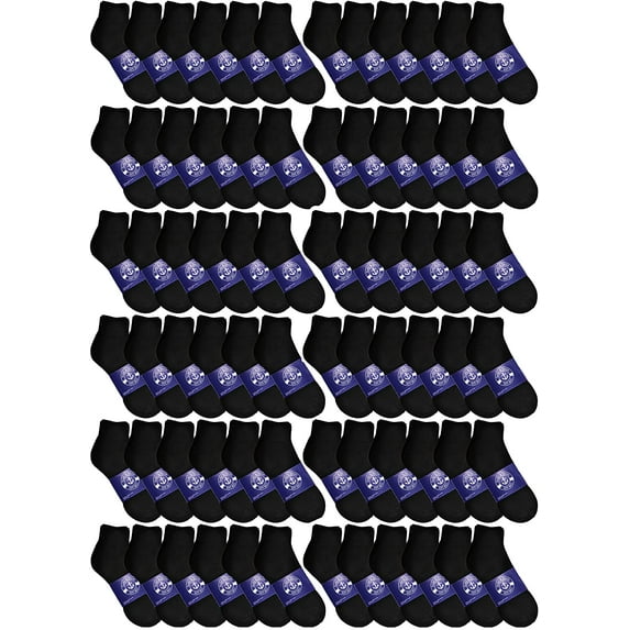 Mens & Womens Quarter Ankle Socks, Cotton, Ankle Sock, Donation Homeless, Light weight Bulk Wholesale (72 Pairs Womes Black)