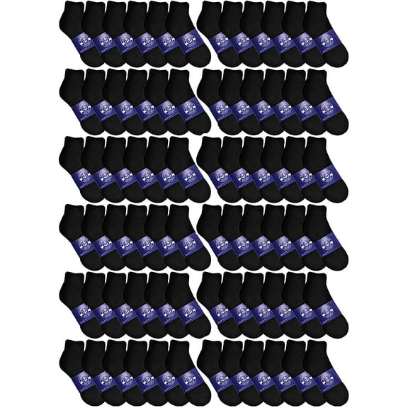 Mens & Womens Quarter Ankle Socks, Cotton, Ankle Sock, Donation Homeless, Light weight Bulk Wholesale (72 Pairs Womes Black)