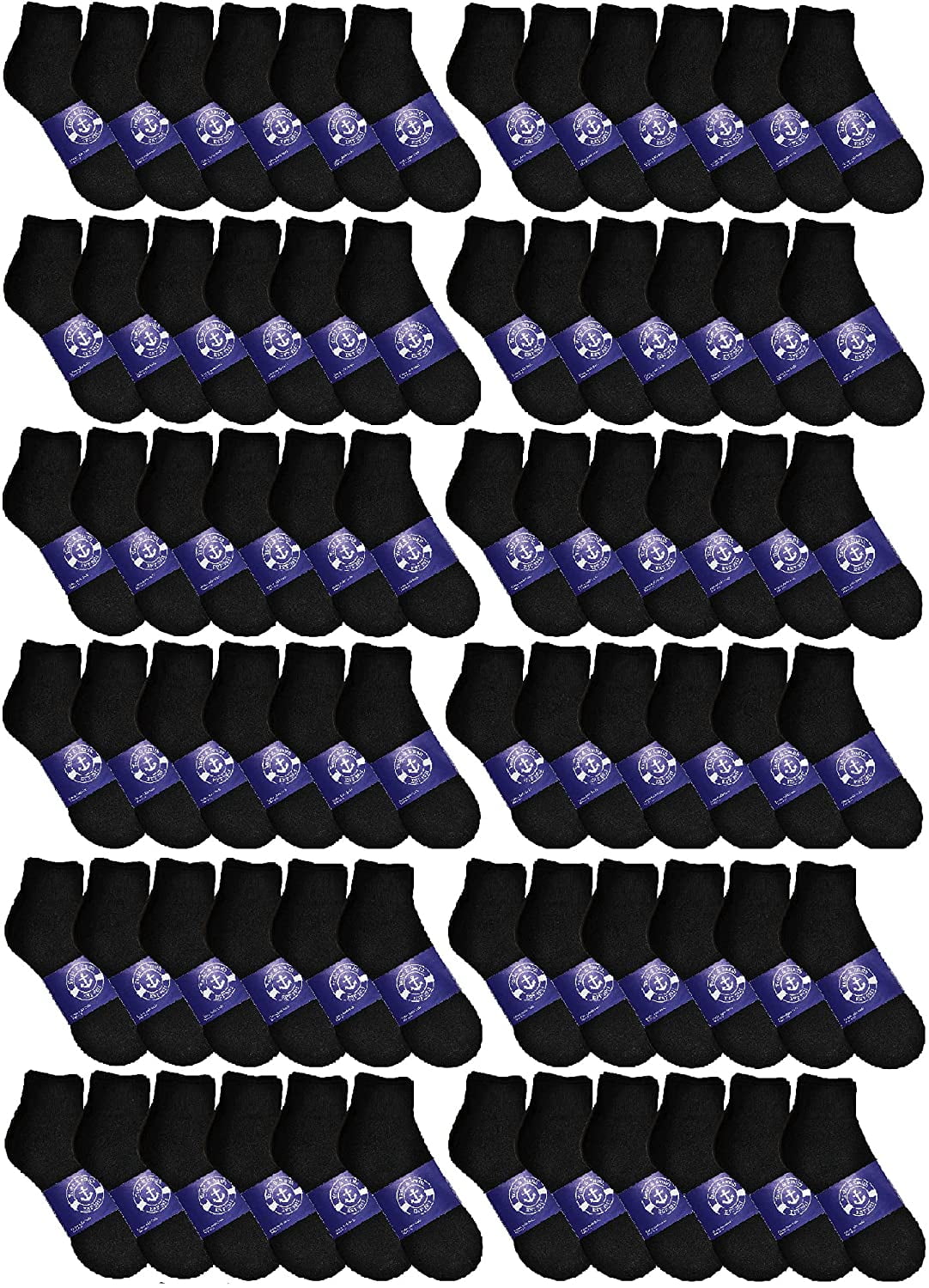 Mens & Womens Quarter Ankle Socks, Cotton, Cheapest Ankle Sock, Donation Homeless, Light weight Bulk Wholesale (72 Pairs Mens Black)