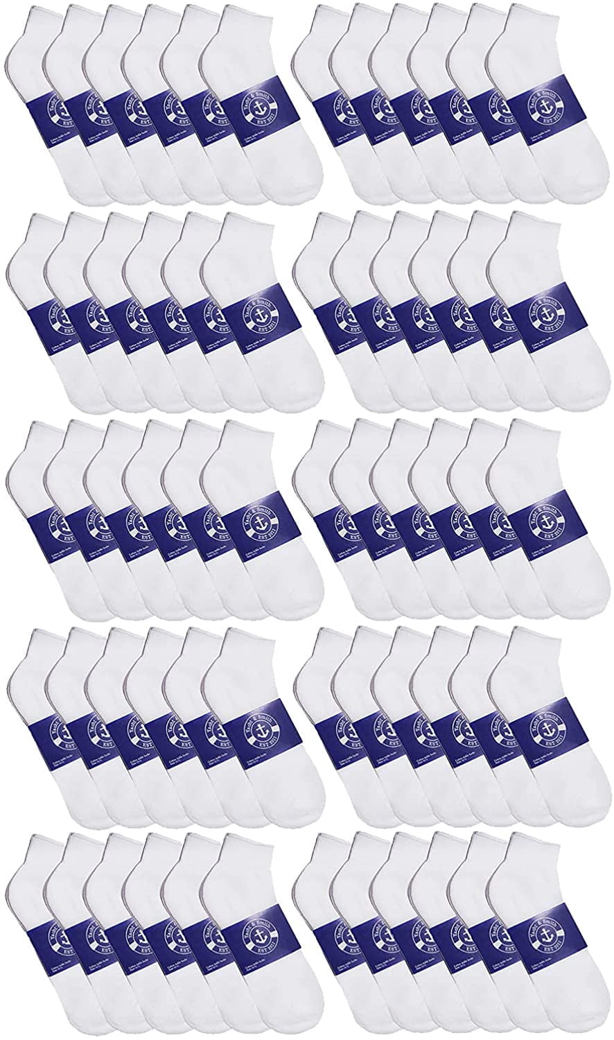 Mens & Womens Quarter Ankle Socks, Cotton, Cheapest Ankle Sock, Donation Homeless, Light weight Bulk Wholesale (72 Pairs Mens White)