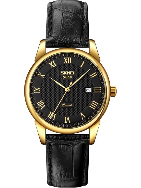 Mens Womens Quartz Watch Roman Numeral Business Casual Fashion Analog Wrist Watch Classic Calendar Date Window 30M Waterproof Comfortable Leather Watches