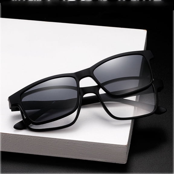 Mens Womens Rectangle Matte Black Reading Glasses Polarized Magnetic Clip-on Sunglasses TR90 Readers +3.00