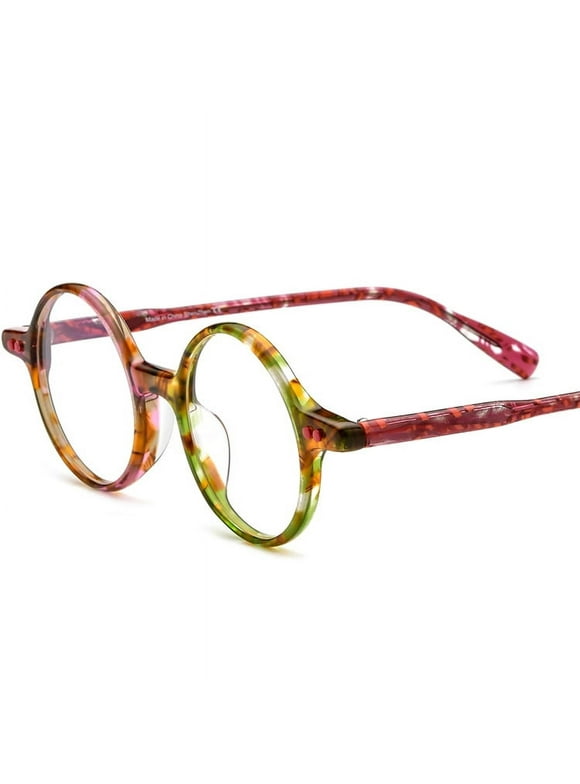 Mens Womens Retro Eyeglass Frames Acetate Round Glasses Frame Rx-able