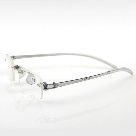 Mens Womens Rimless Resin Reading Glasses Eye Reader Grey Strength +1.00~4.00 V6M3