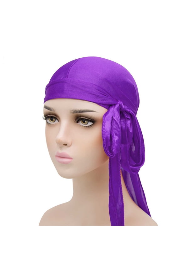 Mens Womens Satin Du-Rags Lightweight Headscarfs Truban Unisex Trendy Solid Color Breathable Streetwear Hip-Hop Hats & Cap