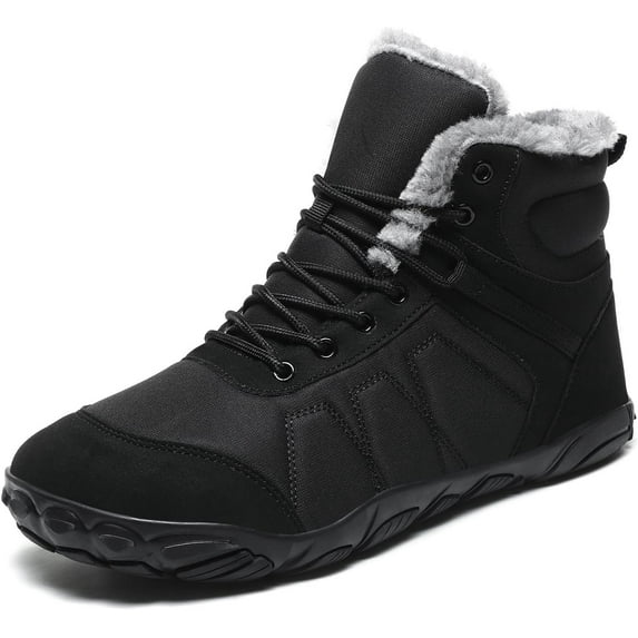 Mens Womens Snow Boots Winter Barefoot Shoes Warm Fur Lined Short Ankle Booties Outdoor Anti-Slip Wide Toe Box Walking Winter Shoes