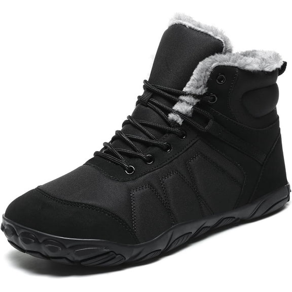 Mens Womens Snow Boots Winter Barefoot Shoes Warm Fur Lined Short Ankle Booties Outdoor Anti-Slip Wide Toe Box Walking Winter Shoes