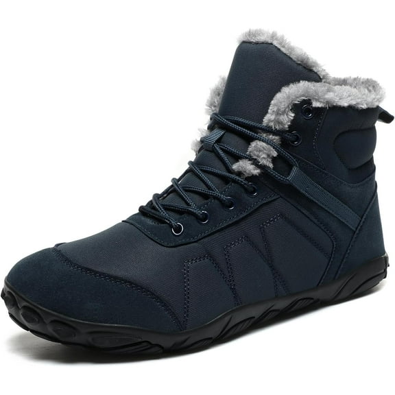 Mens Womens Snow Boots Winter Barefoot Shoes Warm Fur Lined Short Ankle Booties Outdoor Anti-Slip Wide Toe Box Walking Winter Shoes