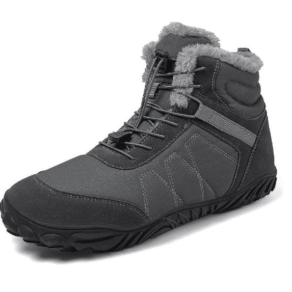 Mens Womens Snow Boots Winter Barefoot Shoes Warm Fur Lined Short Ankle Booties Outdoor Anti-Slip Wide Toe Box Walking Winter Shoes